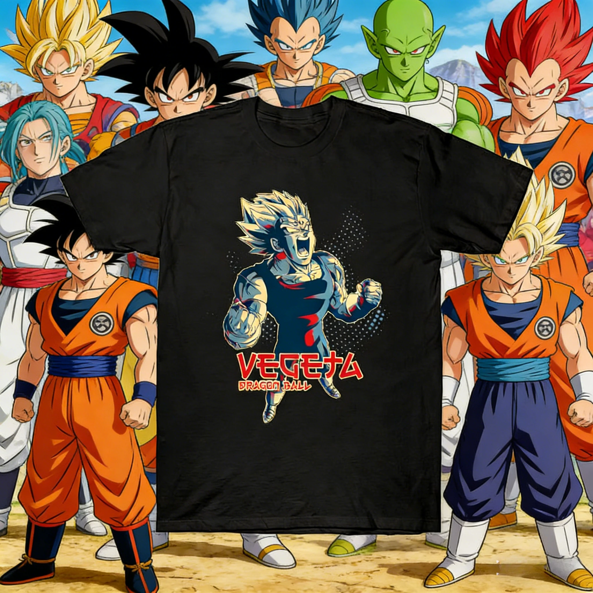 2026 Neues Sommer-T-Shirt zum 40. Jubiläum von Dragon Ball mit Vegeta-Aufdruck, 100% Baumwolle, Anime-Print, Übergröße, Lässige Streetwear, Unisex, Y2k