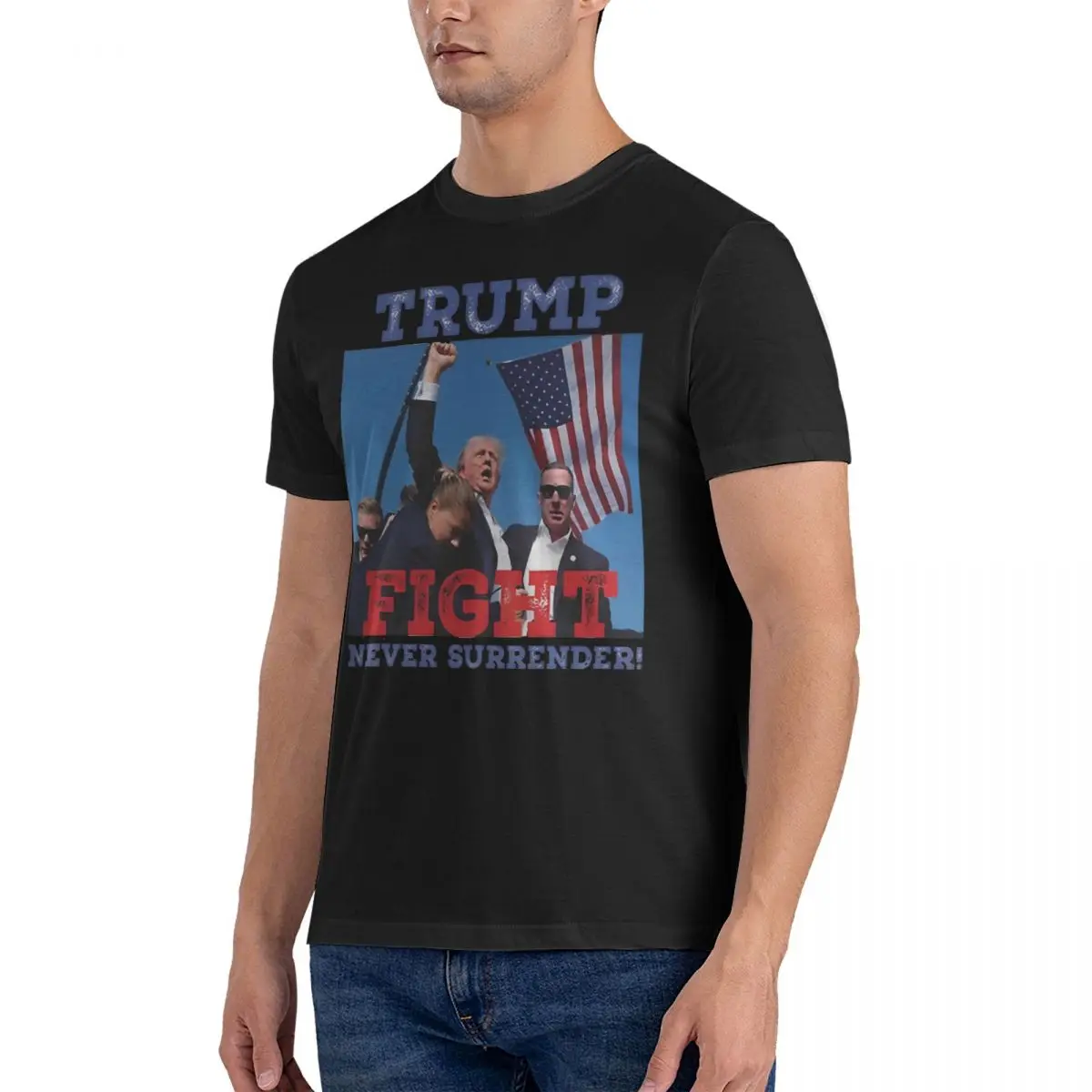 Trump Assassination Men's T Shirts MAGA Vintage Tees Short Sleeve Crewneck T-Shirts Pure Cotton 4XL 5XL Tops