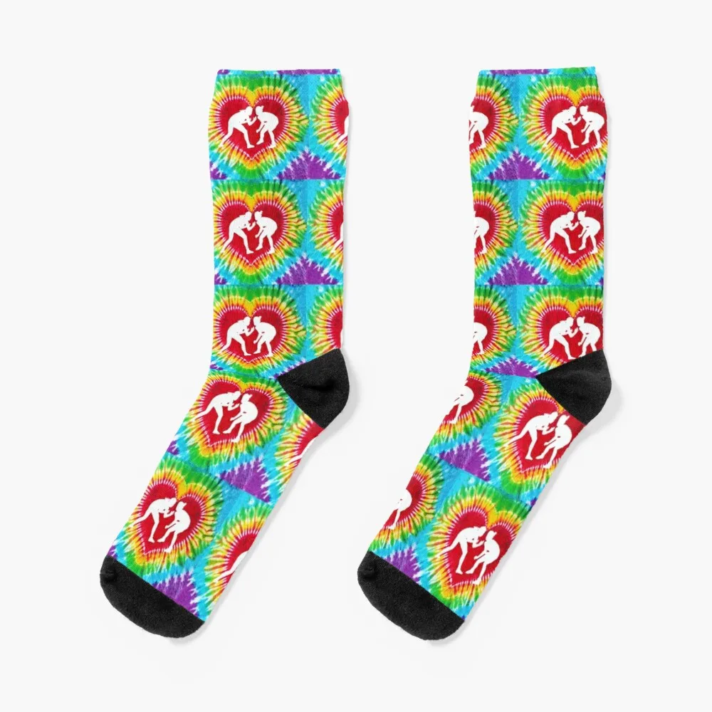 

Wrestling Heart Shape Tie Dye Art Socks Happy Socks Compression Socks Men