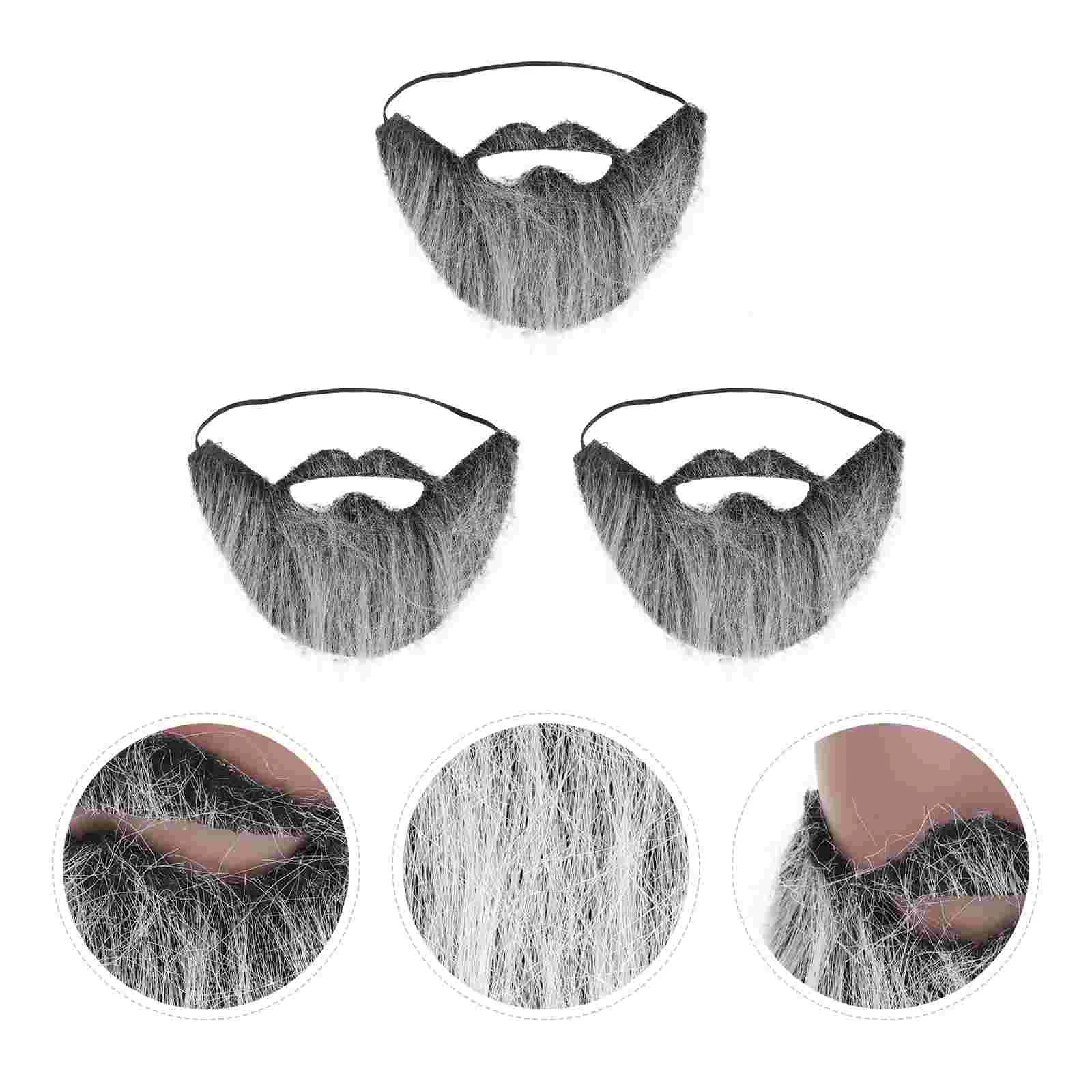 3 Pcs Christmas Beard Child Fake Self Adhesive and Mustache Flannel Santa Claus Halloween Cosplay