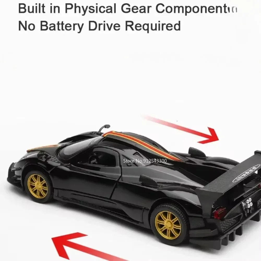 1/31 Pagani Zonda Revolucion Alloy Sports Car Model Toy Metal Diecast Scale Vehicles Models Sound Light Collection Toys for Boys