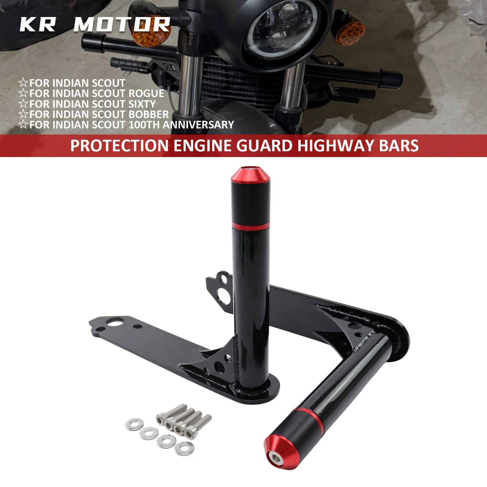 

Fits For Indian Scout Rogue Bobber Sixty ABS 2015-2024 Motorcycle Protection Engine Guard Highway Bumper Prevent Crash Bumpers