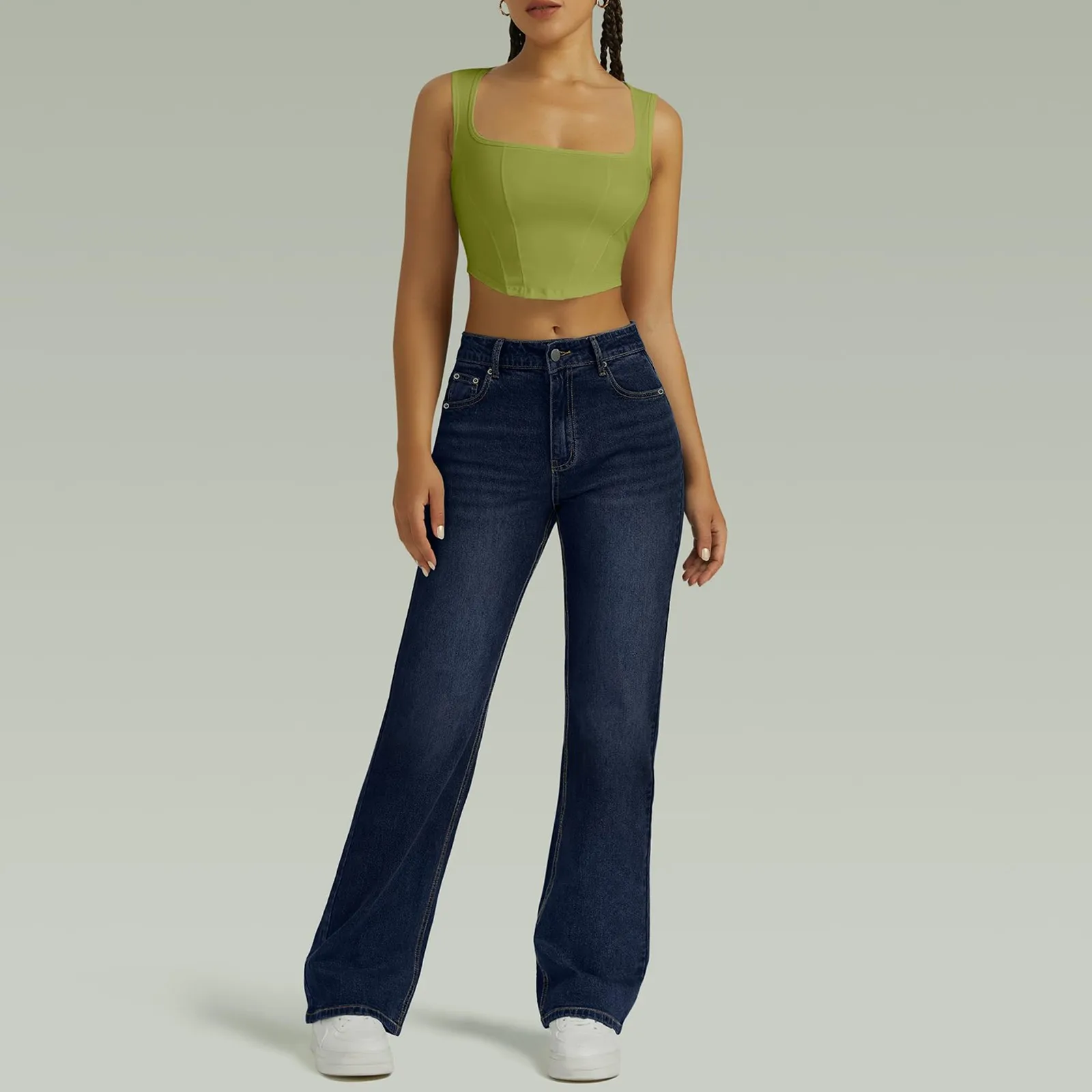 Pantalones vaqueros básicos rectos de longitud completa para mujer estilo coreano Color sólido pantalones vaqueros informales sueltos simples pantalones para desplazamientos diarios