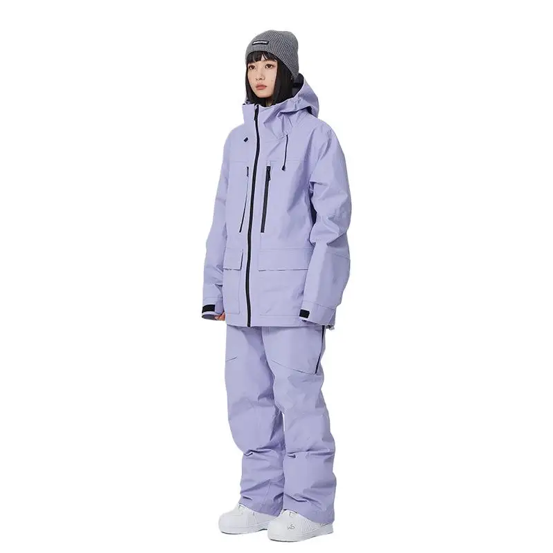 

3L Hard Shell Full Rubber Ski Suit Set For Women And Men 스키복 Windproof Waterproof Warm Single Ski Pants Traje De Esqui Skiwear