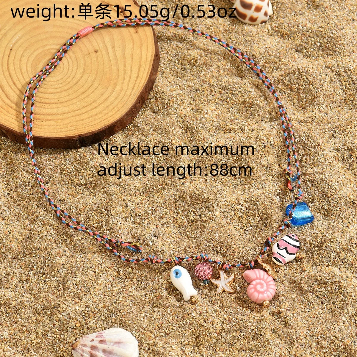 Ocean Style Ceramic Fish Pendant Necklaces for Women Girls Cute Orange Weave Shell Dopamine Summer Beach Party Necklace Gift image 6