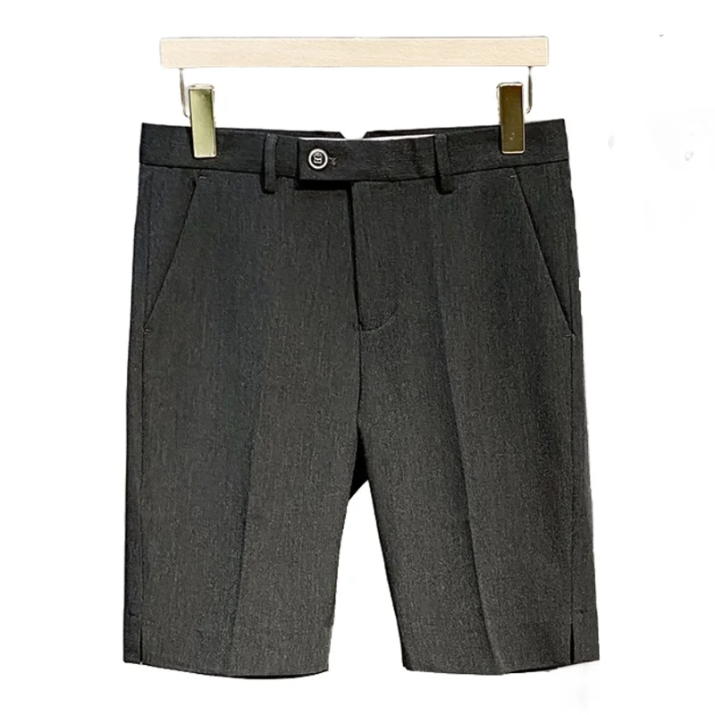 Summer Korean-Style Ice Silk Slim-Fit Men's Casual Shorts, Light Business Straight Thin Dress Shorts, Trendy Mid-Length Pants