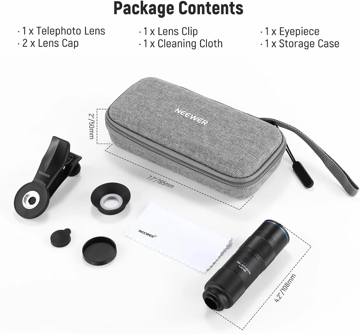 NEEWER 400 mm Teleobjektiv mit 17 mm Gewindeobjektivclip, 70 cm minimaler Makrofokusabstand, für iPhone Samsung – Detail 7