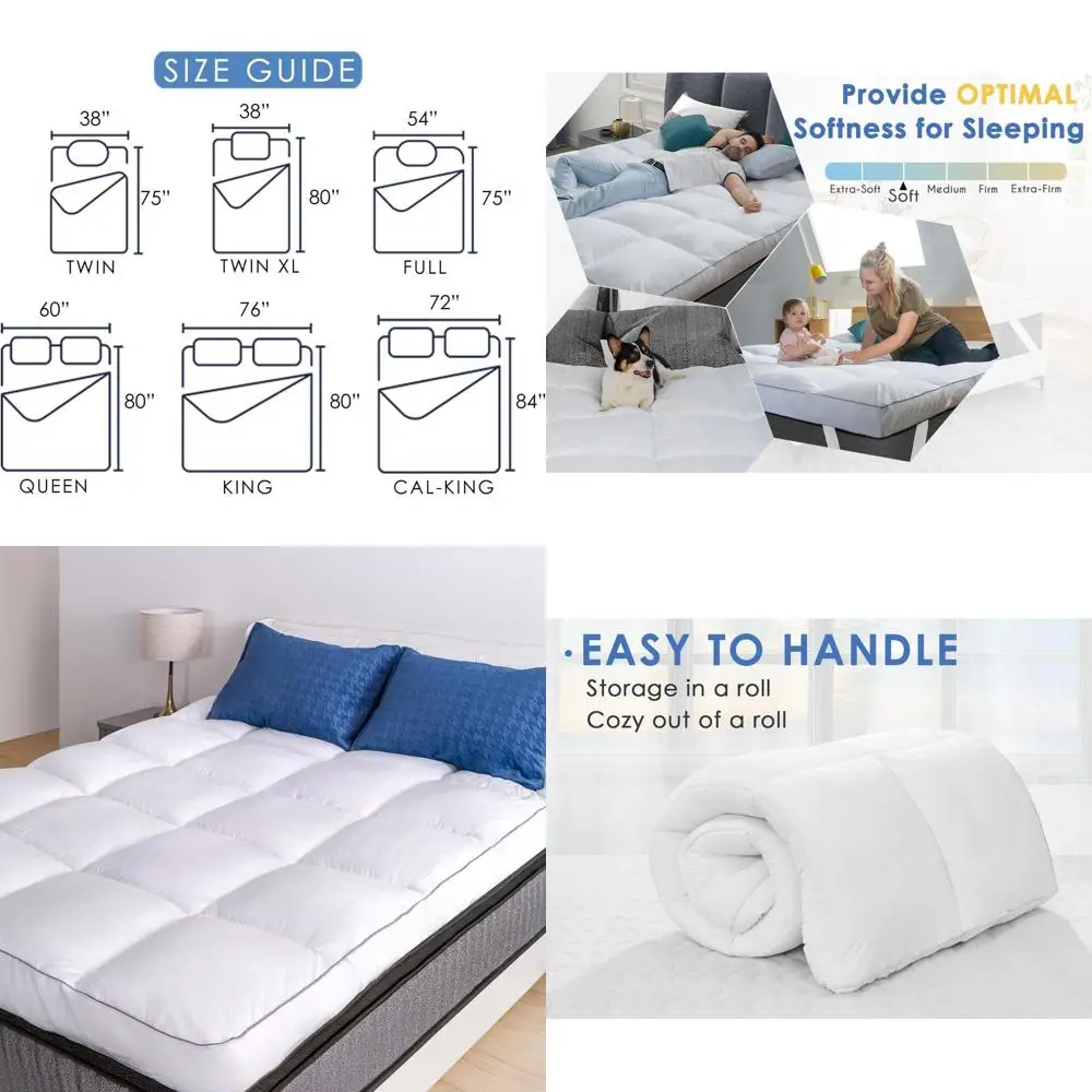 

Plush Cooling Pillow Top Mattress Topper, Plush Down Alternative, Extra Thick for Back Pain Relief