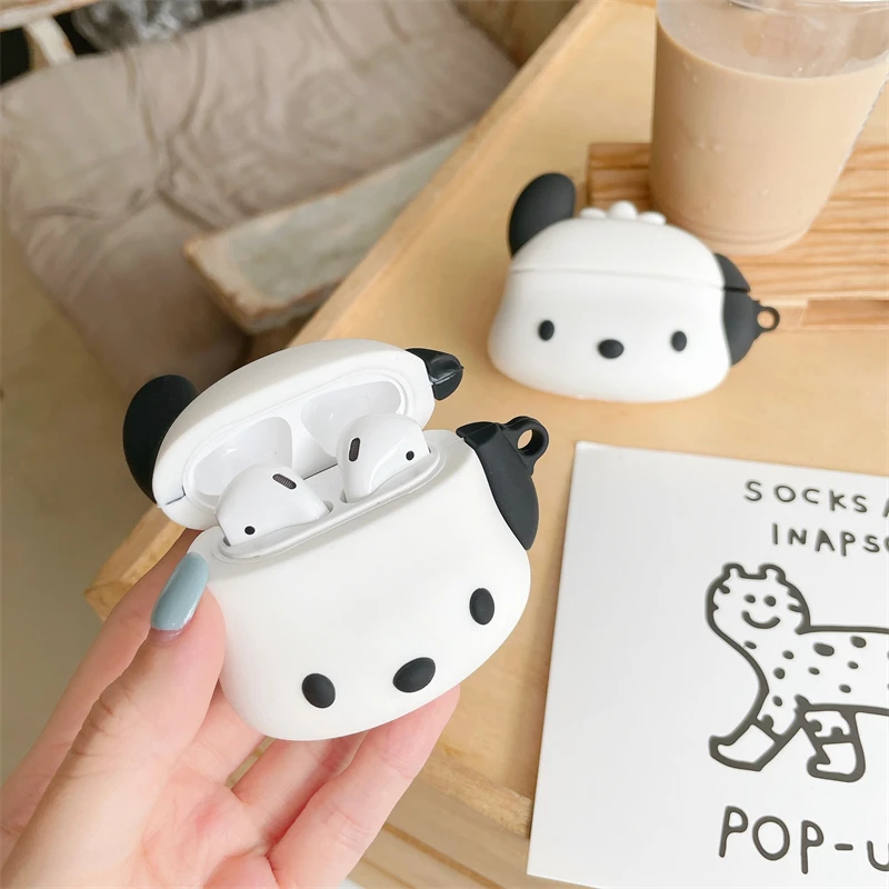 Miniso Sanrio 3d Pochacco Hond Airpods Pro Beschermhoes Apple 1/2/3 Generatie Draadloze Bluetooth Hoofdtelefoon Hoesje Zacht