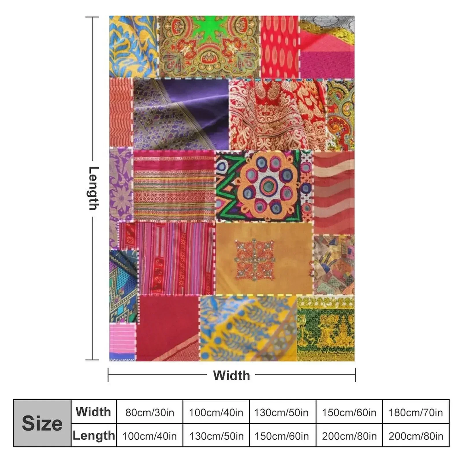 Boho Art Sari Patchwork Quilt Throw Blanket for babies Flannel Fabric warm winter Blankets