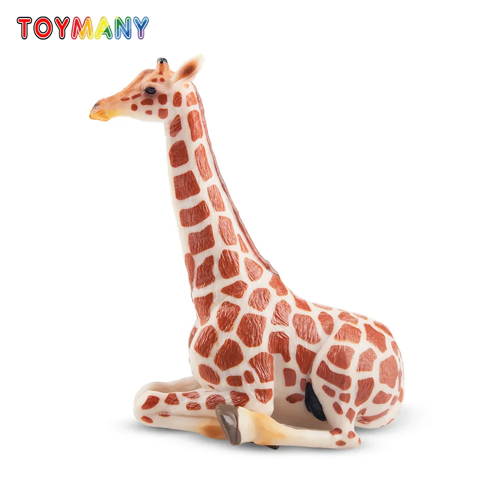 Toymany-Mini figurines de girafe assise quelque part pour enfants, jouets modèles animaux, poupées d'action, cadeau pour enfants, décoration de gâteau, figurine d'Auckland