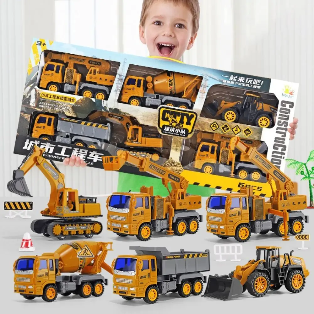 Caminhão de construção de engenharia de material de liga puxar para trás carro de construção de plástico modelo de caminhão de bombeiros caminhão basculante deslizante de inércia