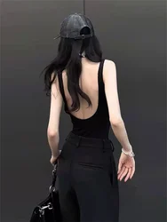 Bodysuits Women Hotsweet Club Style Fashion Inside High Street Lady Solid Casual Sexy Girl All-match Backless Design Chic Soft