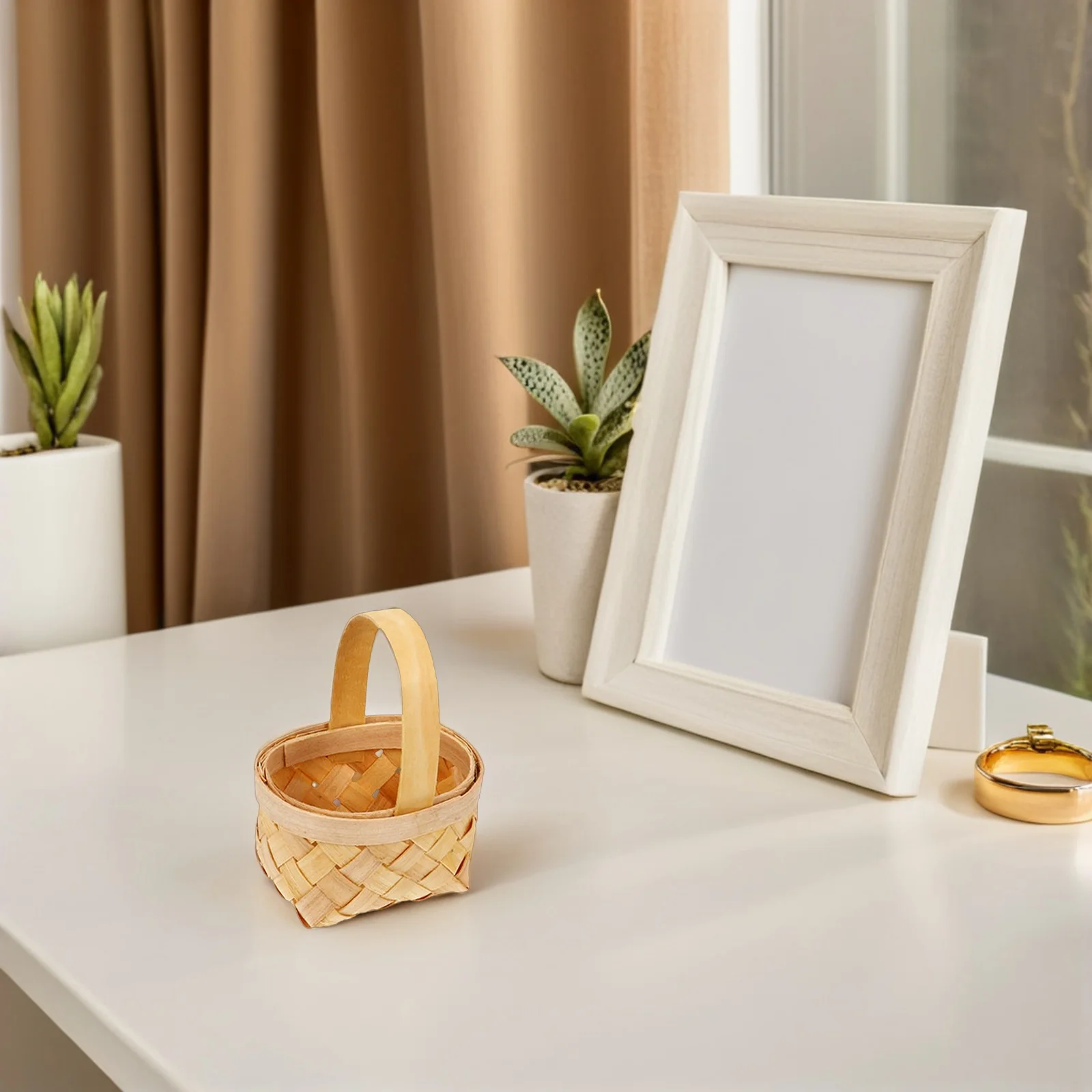 

10pcs Mini Wooden Basket Rustic Small Gift Storage For Wedding Candy Party Favor Handheld Basket Baby Shower Decoration Craft