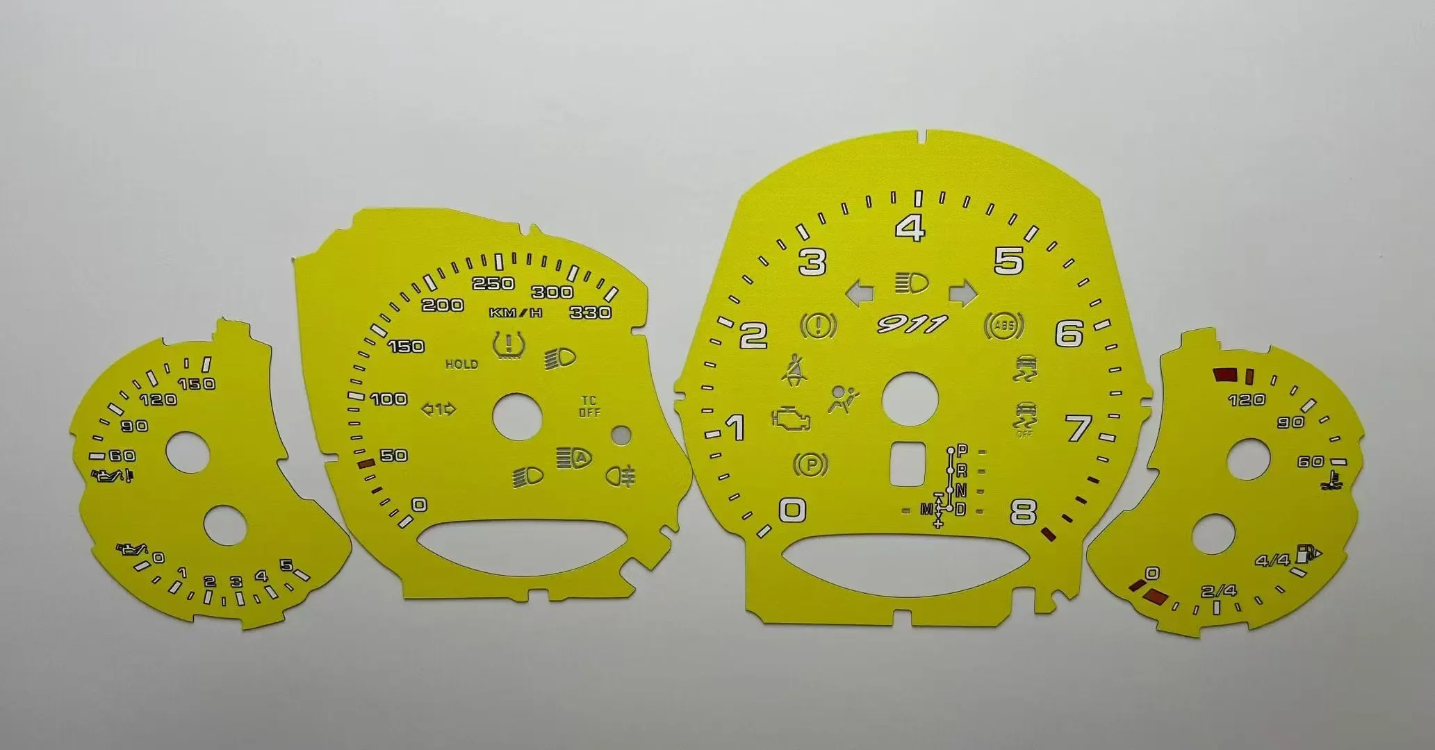 

Накладные циферблаты приборной панели для Porsche 911 991.2, автоматический счетчик Targa, желтый, 8000 об/мин, 330 км/ч