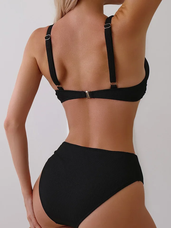 Vzvn Fashion Sexy Solid Striped Bikini Women Split Swimsuit Beach Brazil Bikini 2026 New All Season Backless Bikinis 2 Piece Set