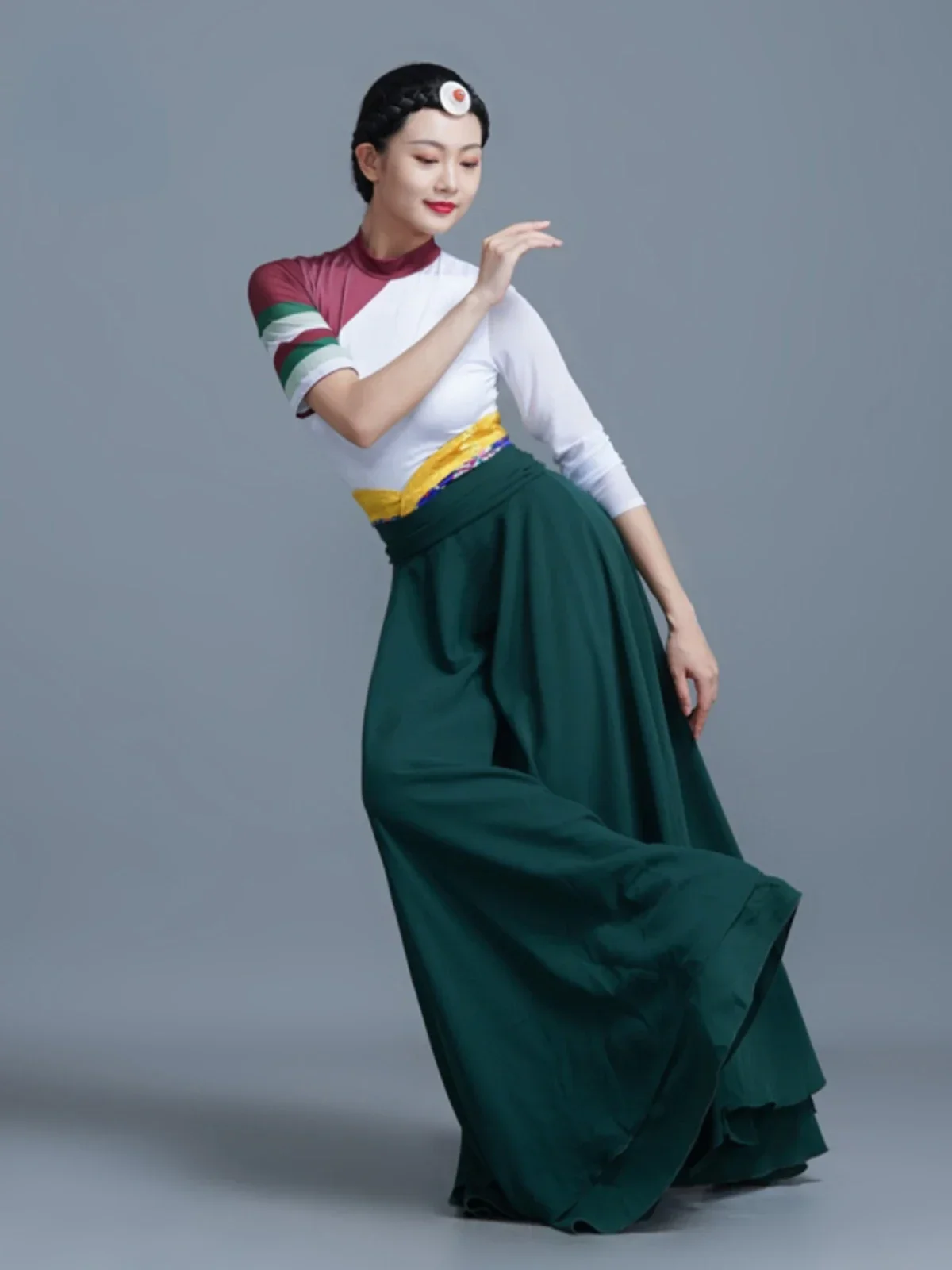 Tibetan Dance Costume Art Test Skirt National Traditional Costume Vintage Mongolian Dance Costume Professional Practice Clothes