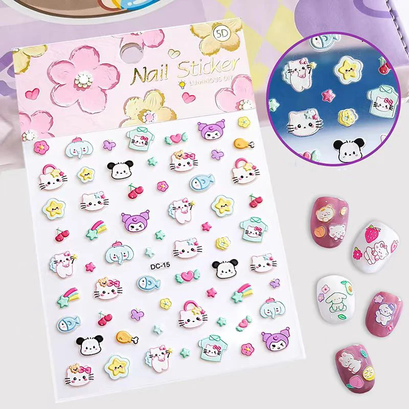 30Pcs Luminous Nail Art Sticker Glow In The Dark Colorful Rabbit Children Decals 3D  DIY Nails Accessorie