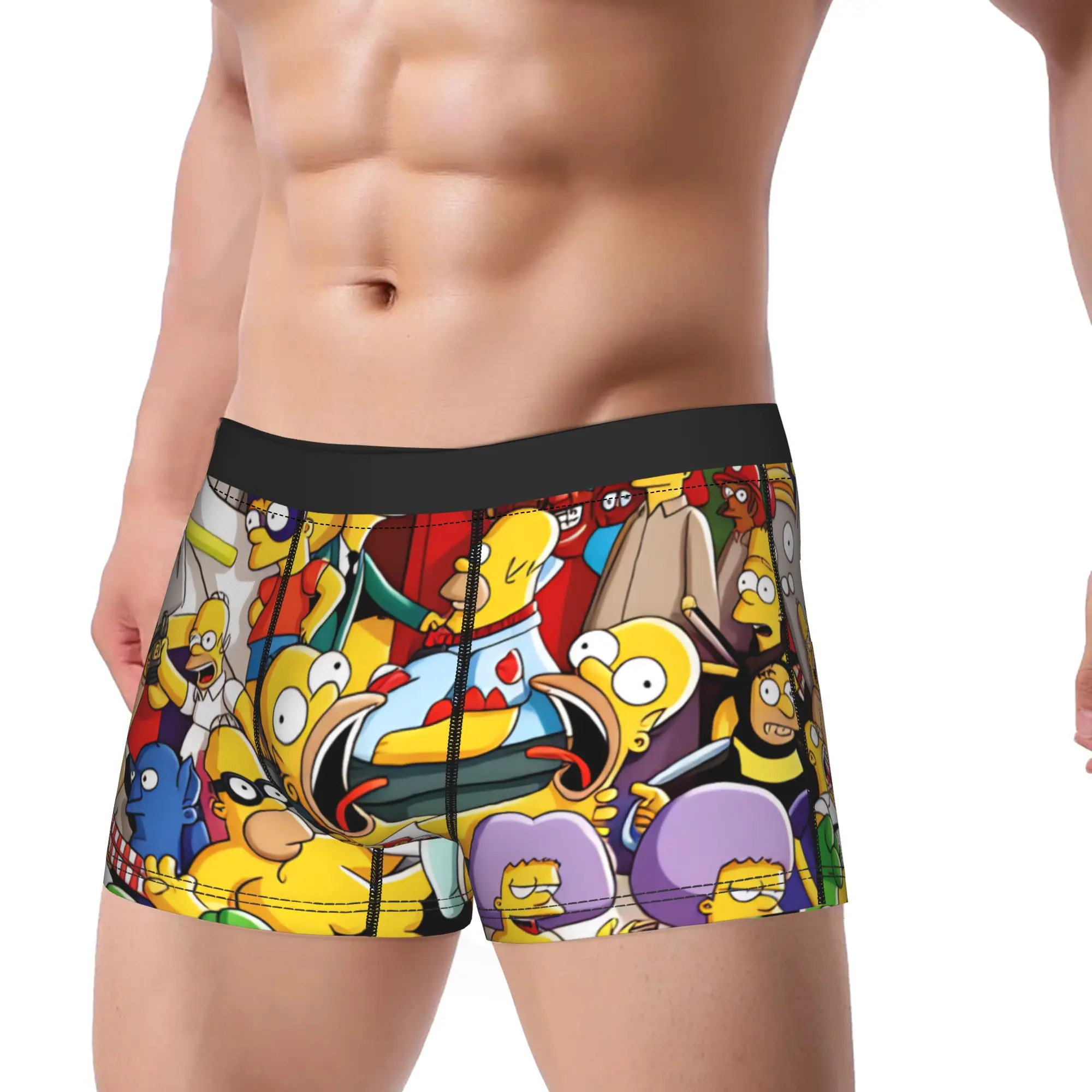 S-Simpsons All Characters Collage Underwear  Male Panties Customs Funny Trunk Quality Shorts Briefs Plus Size