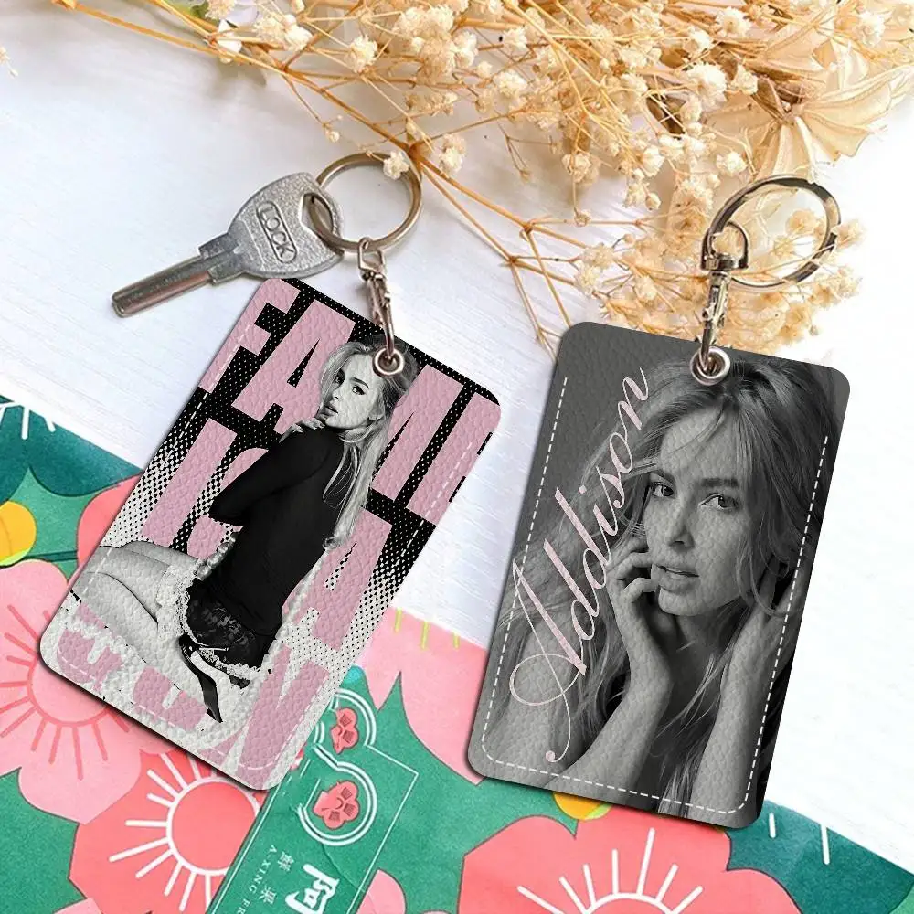 Singer Addison Rae Office Supply Men And Women Credit Card Keyrings Student Card ID Card Holder Credential Holder Card