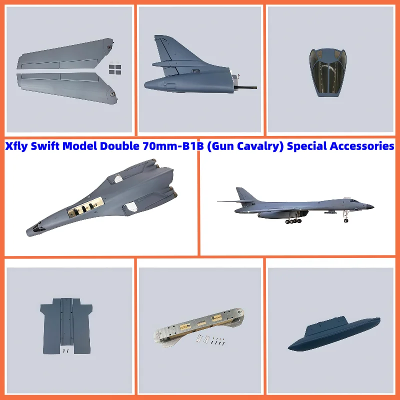 Xfly Double 70mm-B1b Accessories Main Wings  Flat Tail Head Cover Landing Gear Tire Motor Electric Adjustment