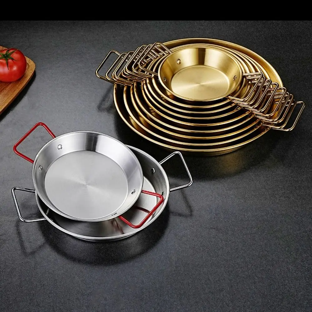 18/20/22/24cm Seafood Plate Nonstick Surface Dual Loop Handle Stainless Steel Pan Uniform Heat Transfer Corrosion Resistant