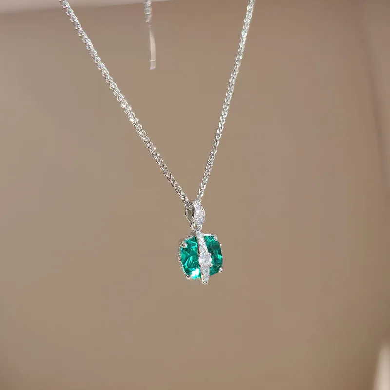 Paraiaba color sugar pendant necklace, crystal gemstone green earrings, lady's engagement ring - jewelry set