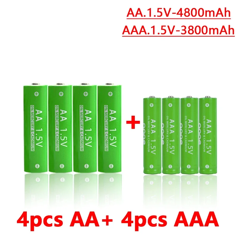 Aaa and aa battery chargers 4800mAh 1.5V aa+aaa rechargeable alkaline clock mouse toy batteries Pilas recallables aa y aaa