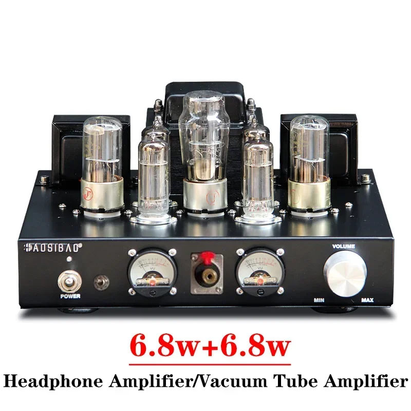 6.8w*2 6p1 Vacuum Tube Amplifier Headphone Amplifier High Power Low Noise Vu Meter Sound Warm Sweet Class A  Amplifier Audio