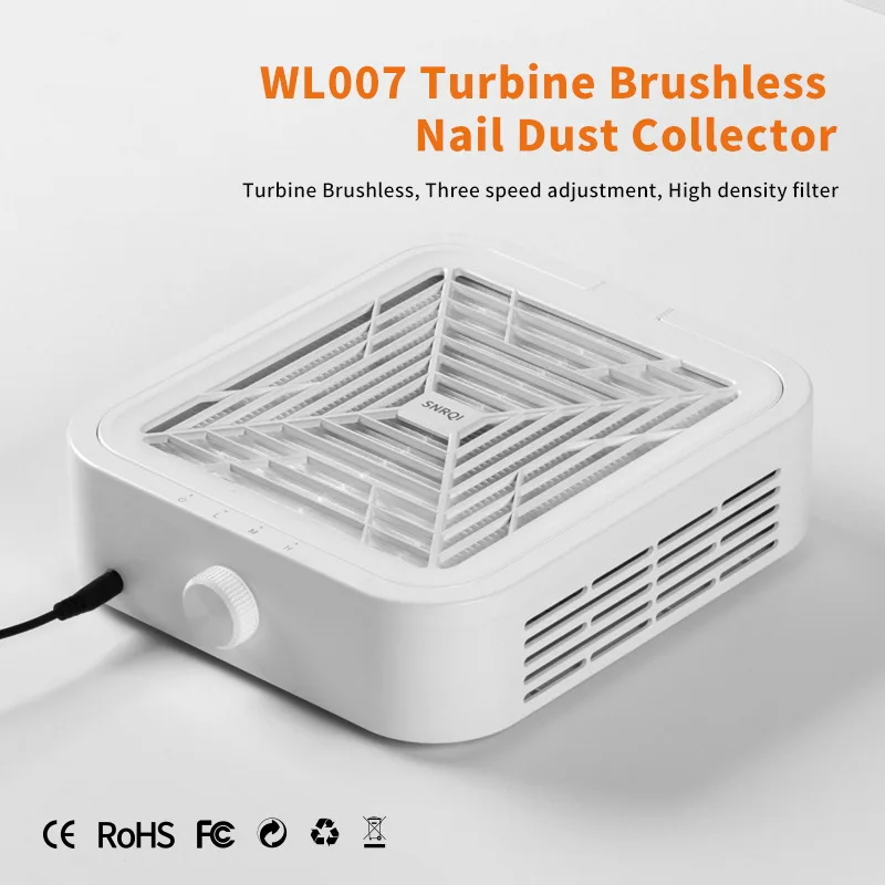 120W Turbine Brushless Nail Dust Vacuum Cleaner Strong Suction Removable Filter Low-Noise for Salon Manicure Easy-Clean Design