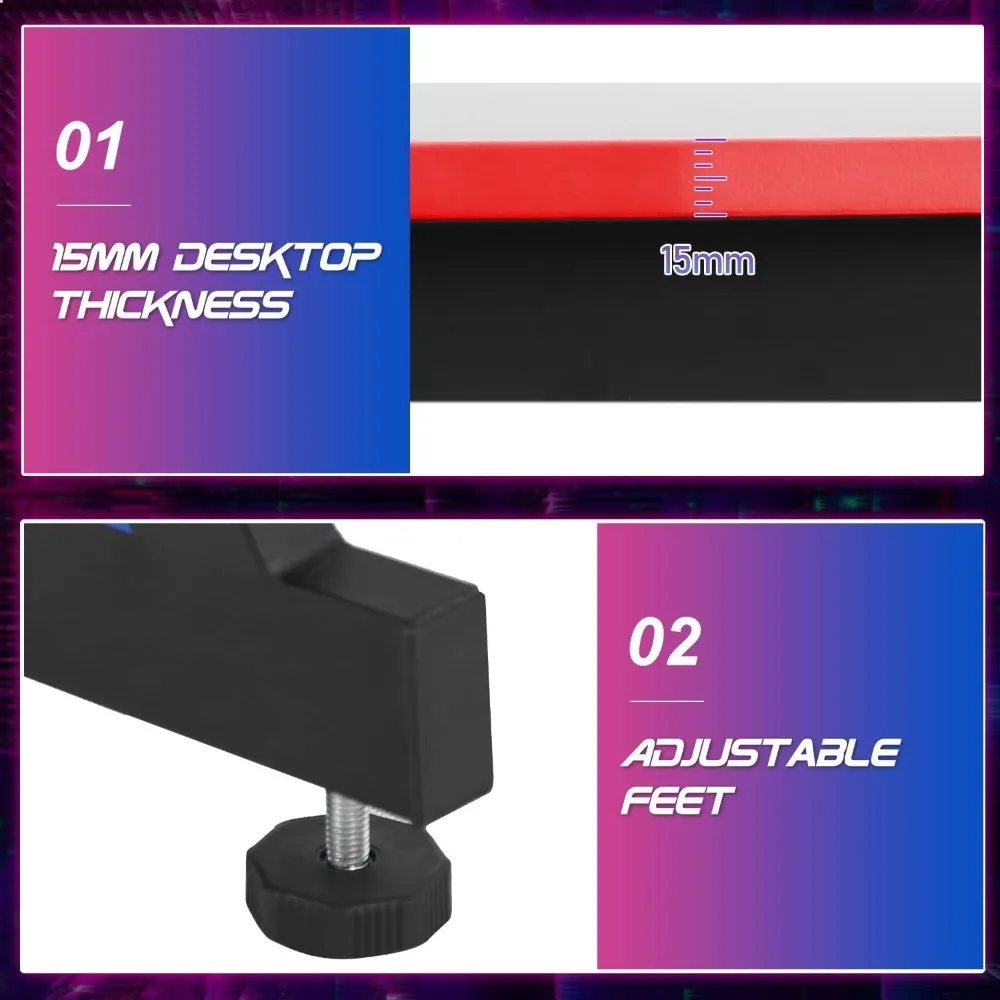 BestOffice 35/39/47 Computer Desk Z Shaped Workstation Ergonomic Table with Headphone Hook for Game Players (Red, 47 in)