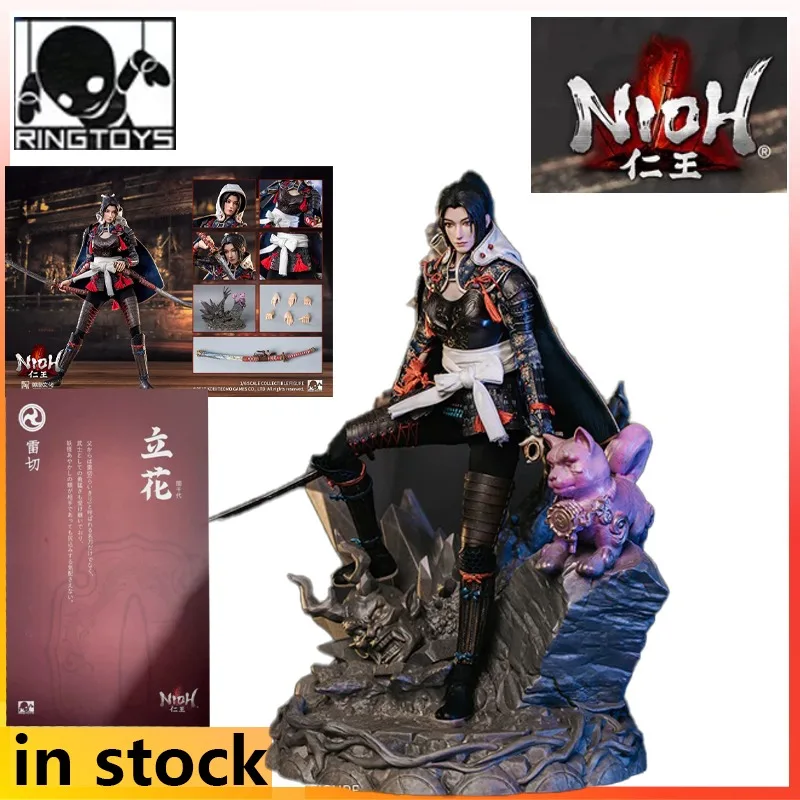 RingToys RT013 Nioh Tachibana Ginchiyo,1/6 12In Samurai Figure,Fabric Cloak,Katana,Guardian Fox & Demon Rock Diorama Model