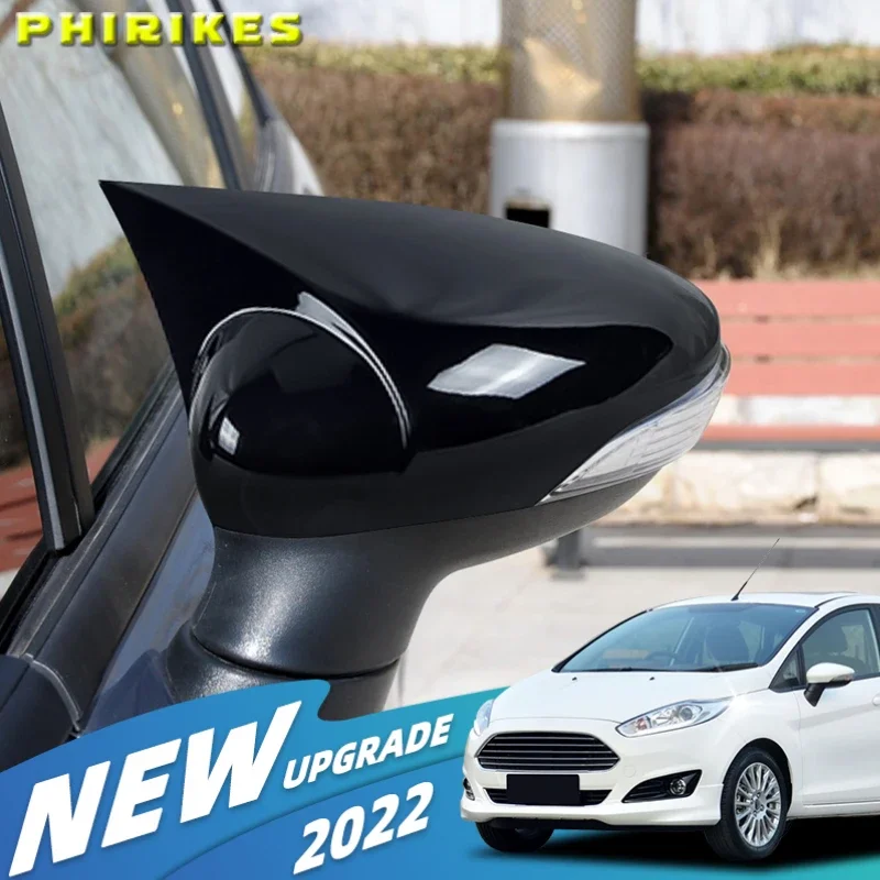 Lackiert rechts glänzend schwarz flügels piegel abdeckung kappe passend für ford fiesta mk7 2008 2009 2010 2011 2012 2013 2014 2015 2016 2017