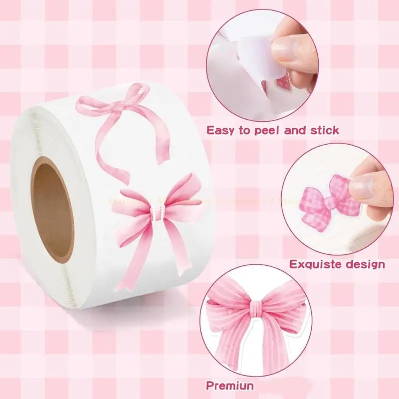 500 Pcs Pink Bows Seal Sticker Decorative Sticker Gift Box Sticker for Journal