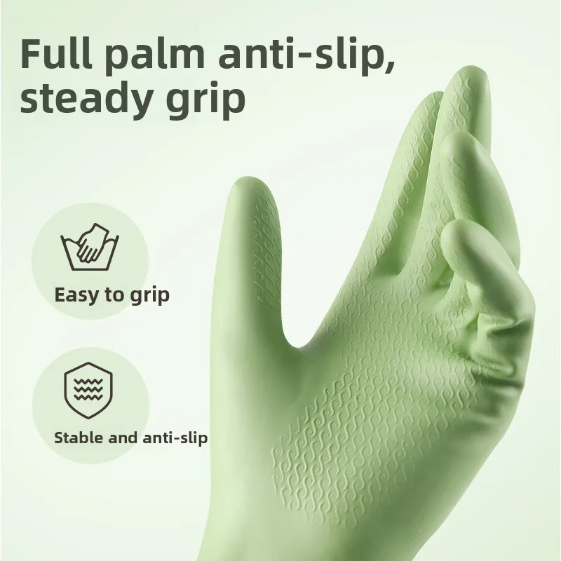 Durable Rubber Dishwashing Gloves Waterproof Cleaning Household Work Washing Clothes Kitchen Special Non Slip Comfortable Grip