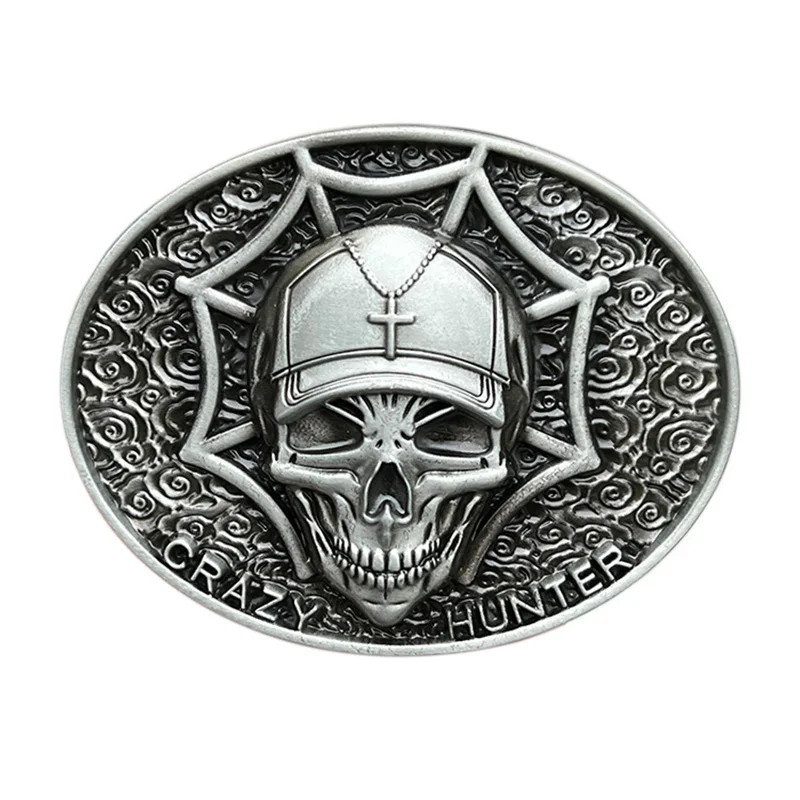 Western Style Cross Skull Belt Buckle - Fashionable Iron Alloy Unisex Accessory