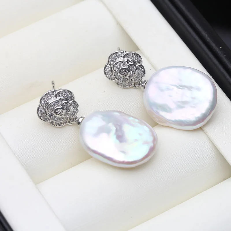 

Real Beautiful Baroque Pearl Earrings Women,925 Silver River Pearl Drop Earring Wife Mothers Birthday Gift White Purple
