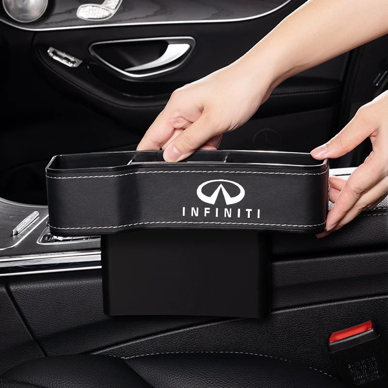 High Capacity Leather Organizer Car Front Seat Gap Storage Boxes Infiniti Q50 Q60 Q70 QX50 QX60 QX70 G25 FX FX25 FX35 JX JX35