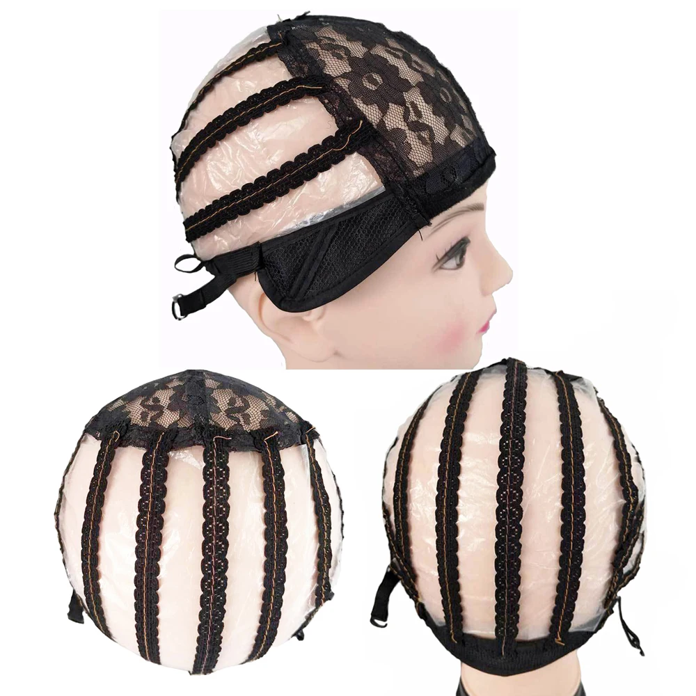 1PC Black Adjustable Wig Caps for Making Wigs with Elastic Band on the Back Easy Weaving Ventilated Wig Caps with Plastic