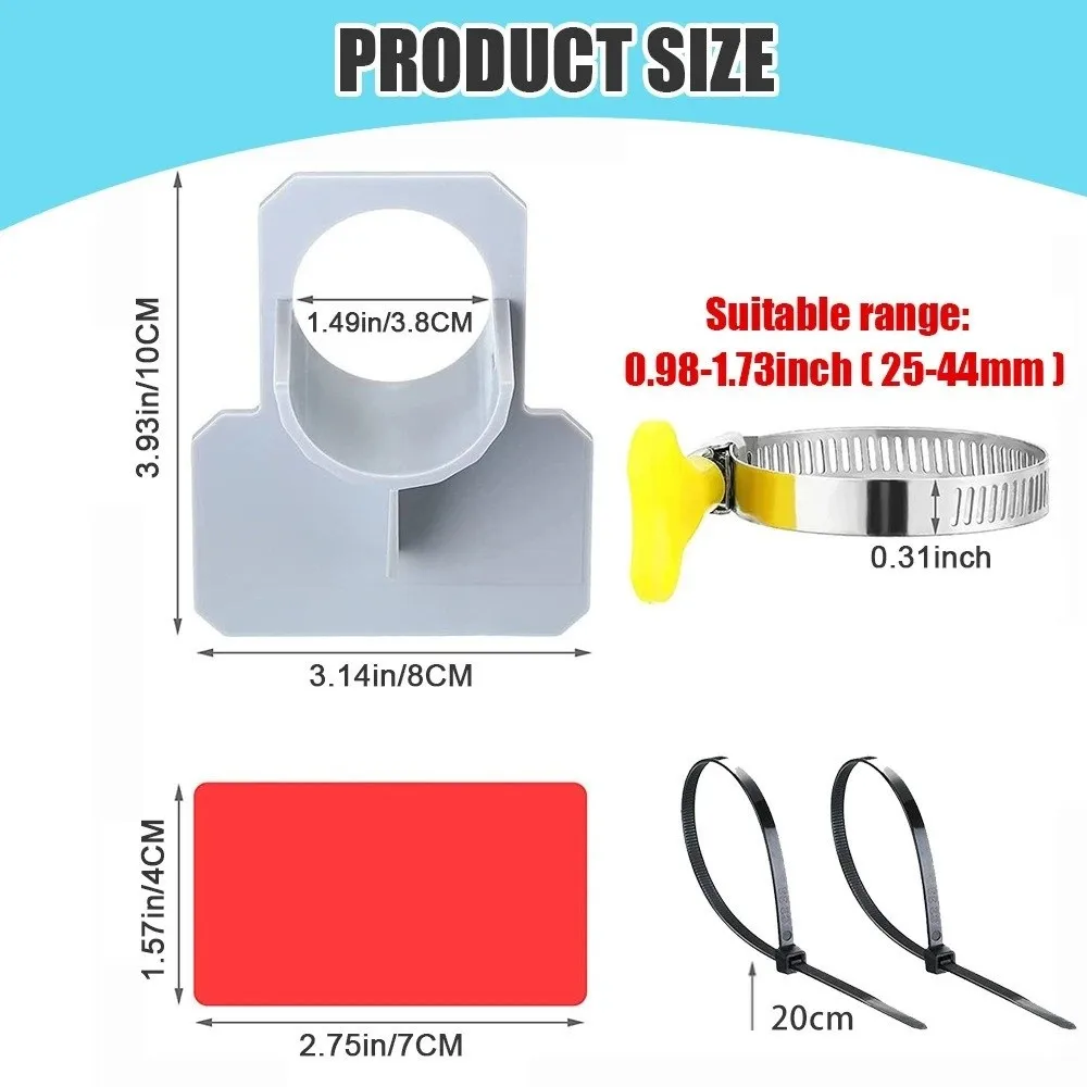 Durable Swimming Pool Pipe Holder Mount with Cable Tie 30-38mm Pipe Diameter Pool Hose Support Rust-Proof Easy To Install