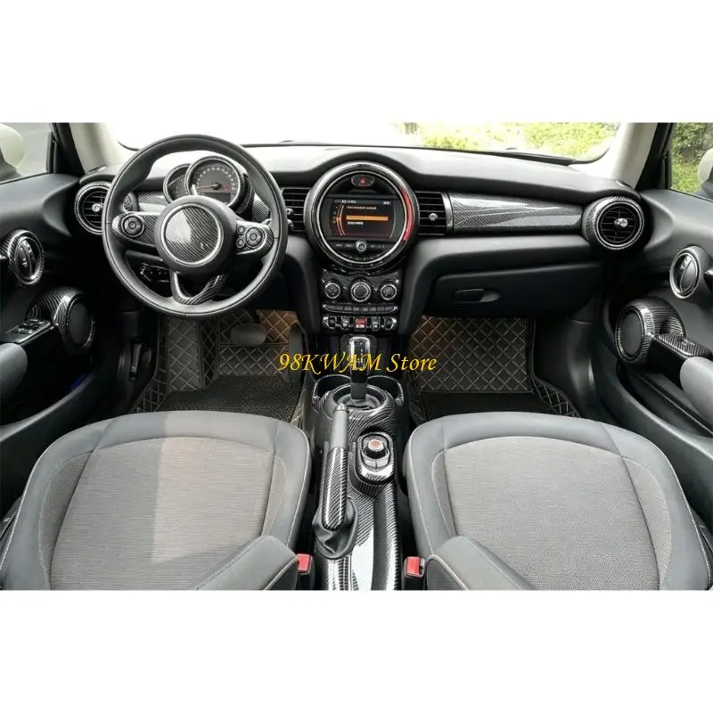 Center Console Cover for F55 F56 F57 Gear Lever and Cup Area, Carbon Fiber Adhesive-Backed Molded Accent Panel Set 68UF