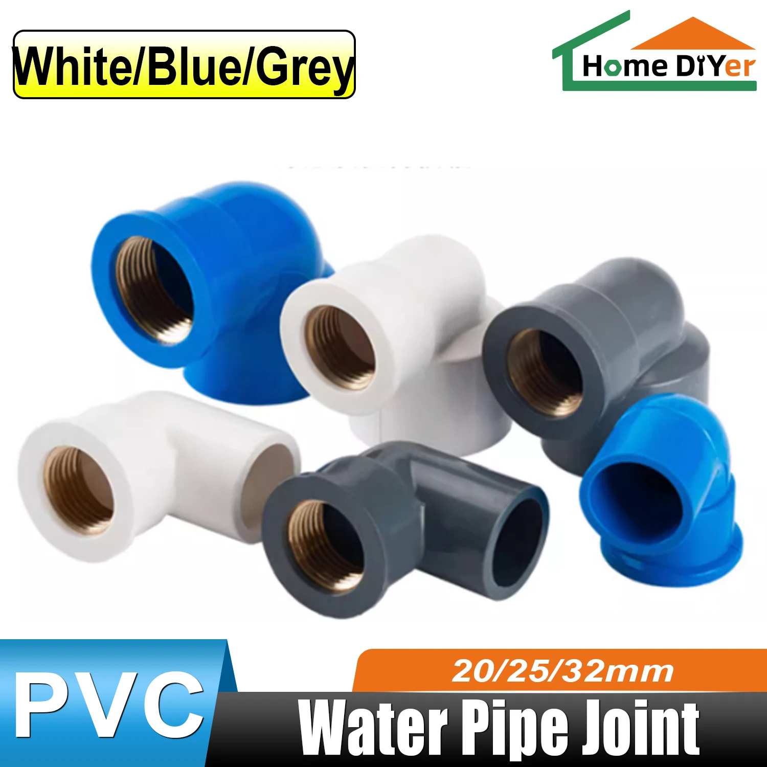 

1/2" 3/4" 1" 90 Degree Elbow Brass Female Thread Connector PVC Pipe Reducing Joints Irrigation Watering System