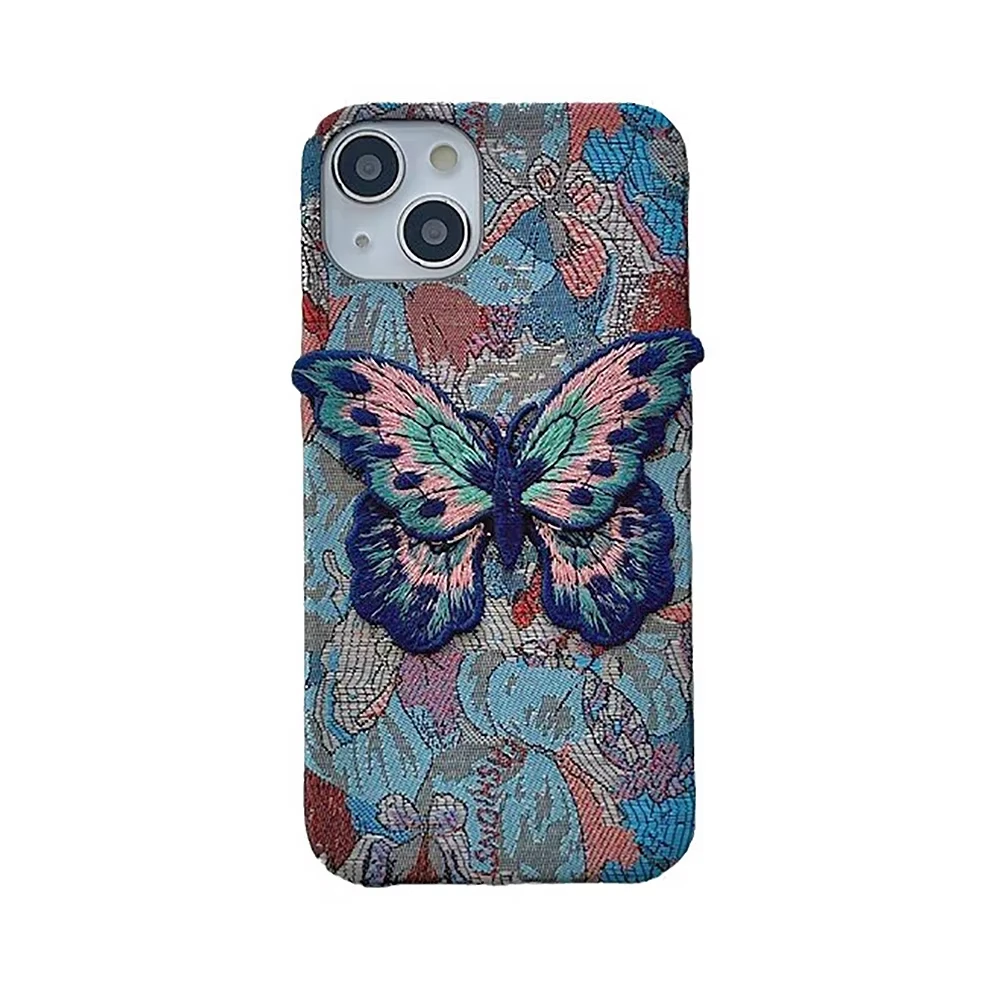 3D Style Butterfly Colorful Lint Phone Case For IPhone 16 1514 11 12 13Pro Max Simplicity Fashion Shockproof Protective Cover