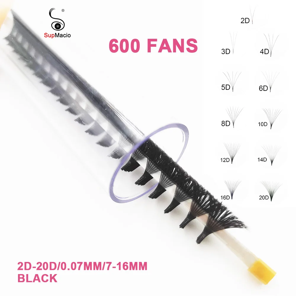 Supmacio Premade Volume Fan 600Fans C/D Curl 8-16MM Ultra Speed Loose Fan Eyelashes Extension Mega Russian Lash Natural Soft