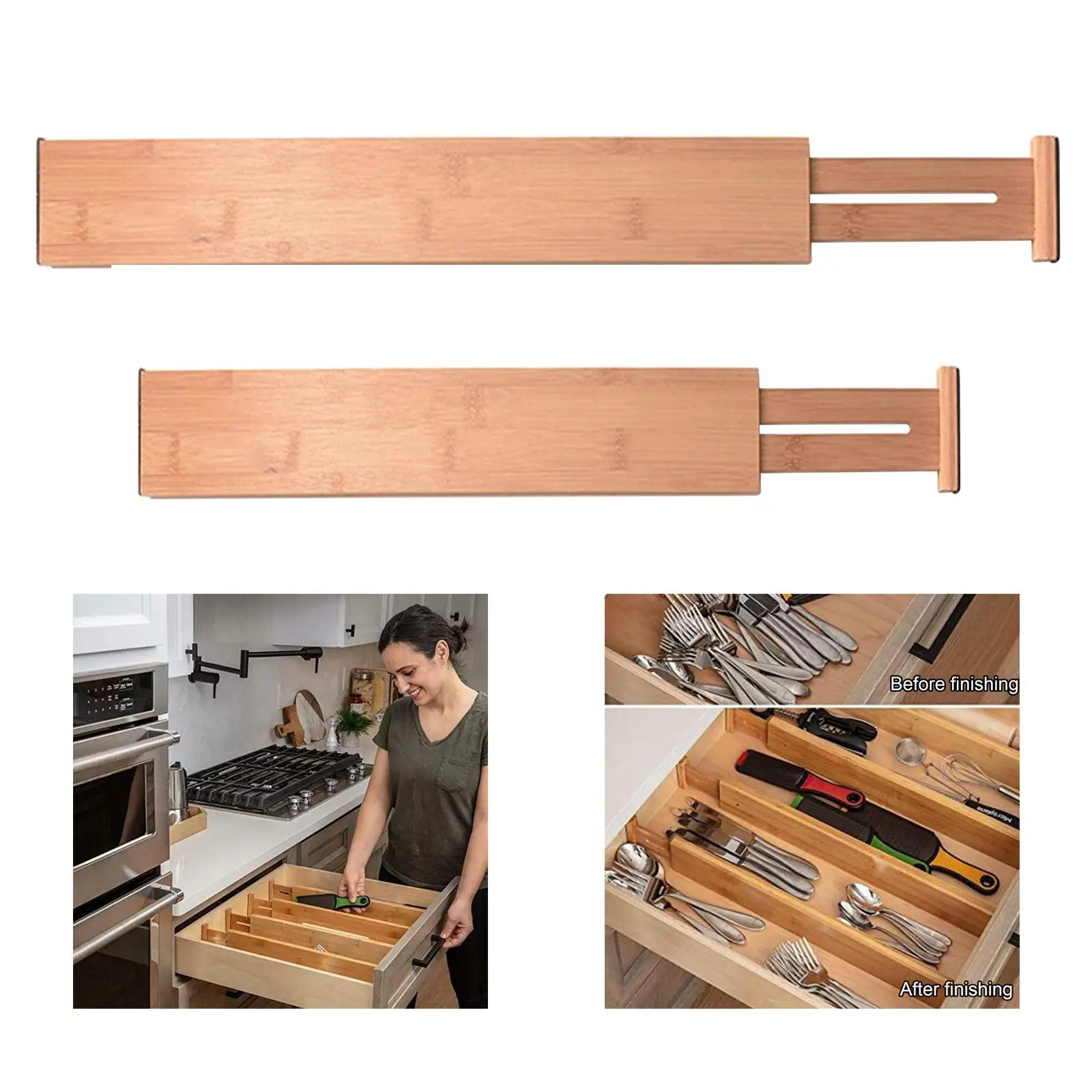 Adjustable Bamboo Drawer Dividers Wood Organizer Dividers Bedroom Baby Adjustable Bamboo Drawer Dividers for Underwear