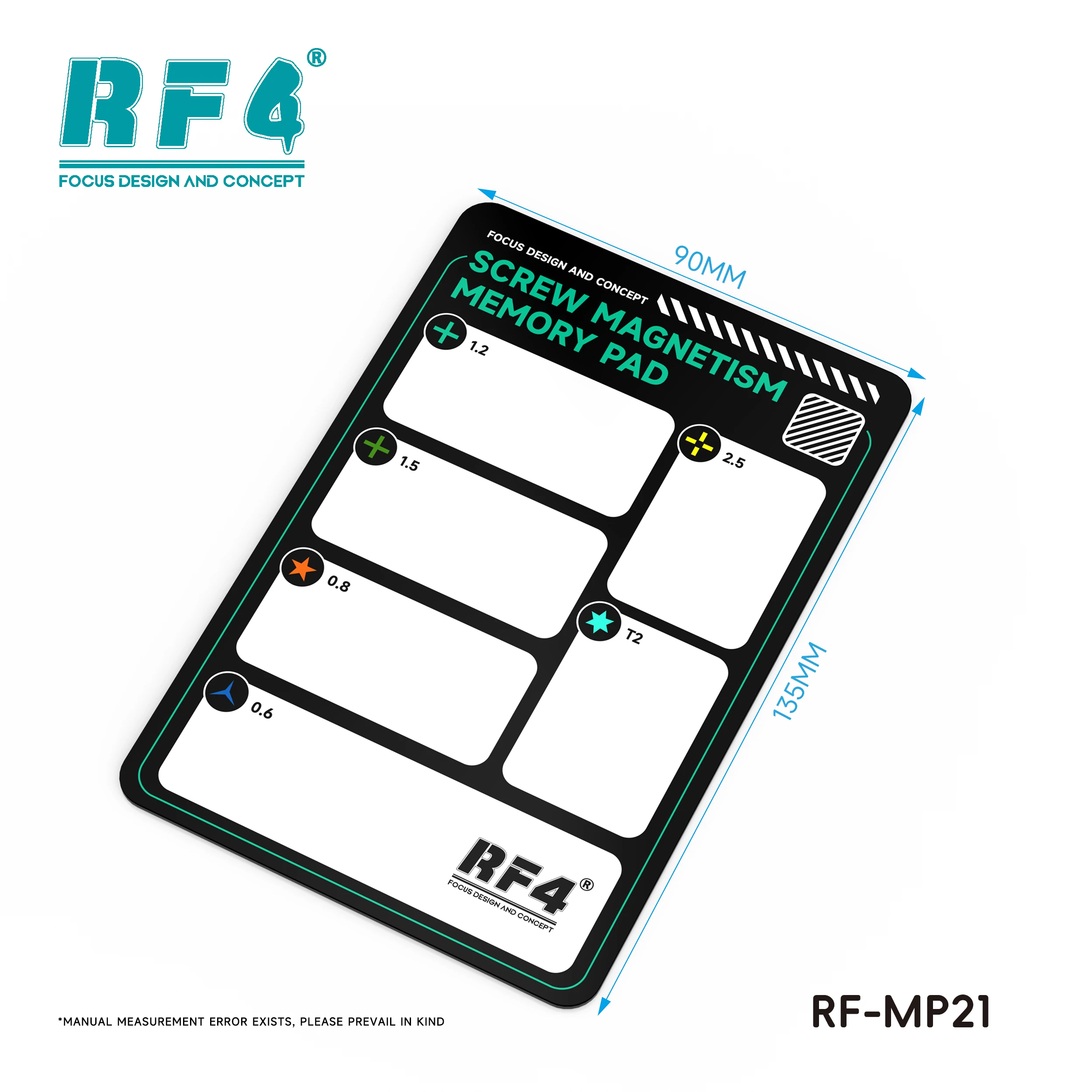 แผ่นรองแม่เหล็กนุ่ม RF4 RF-MP21 สำหรับเก็บสกรูซ่อมโทรศัพท์มือถือ คอมพิวเตอร์ และแท็บเล็ต