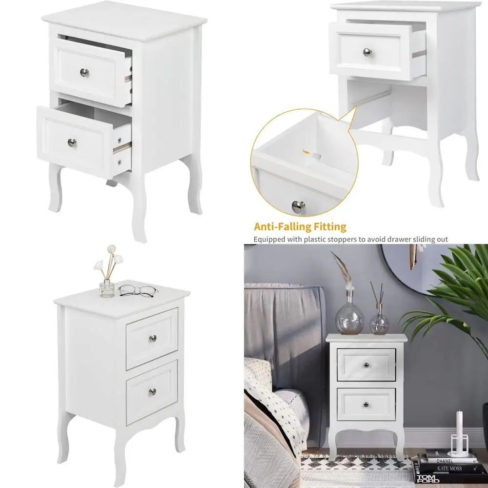 

Pair of Wooden Nightstands, 2 Drawers, Compact Side Tables for Bedrooms, Dorms, Living Rooms, 16W x 12D x 24H