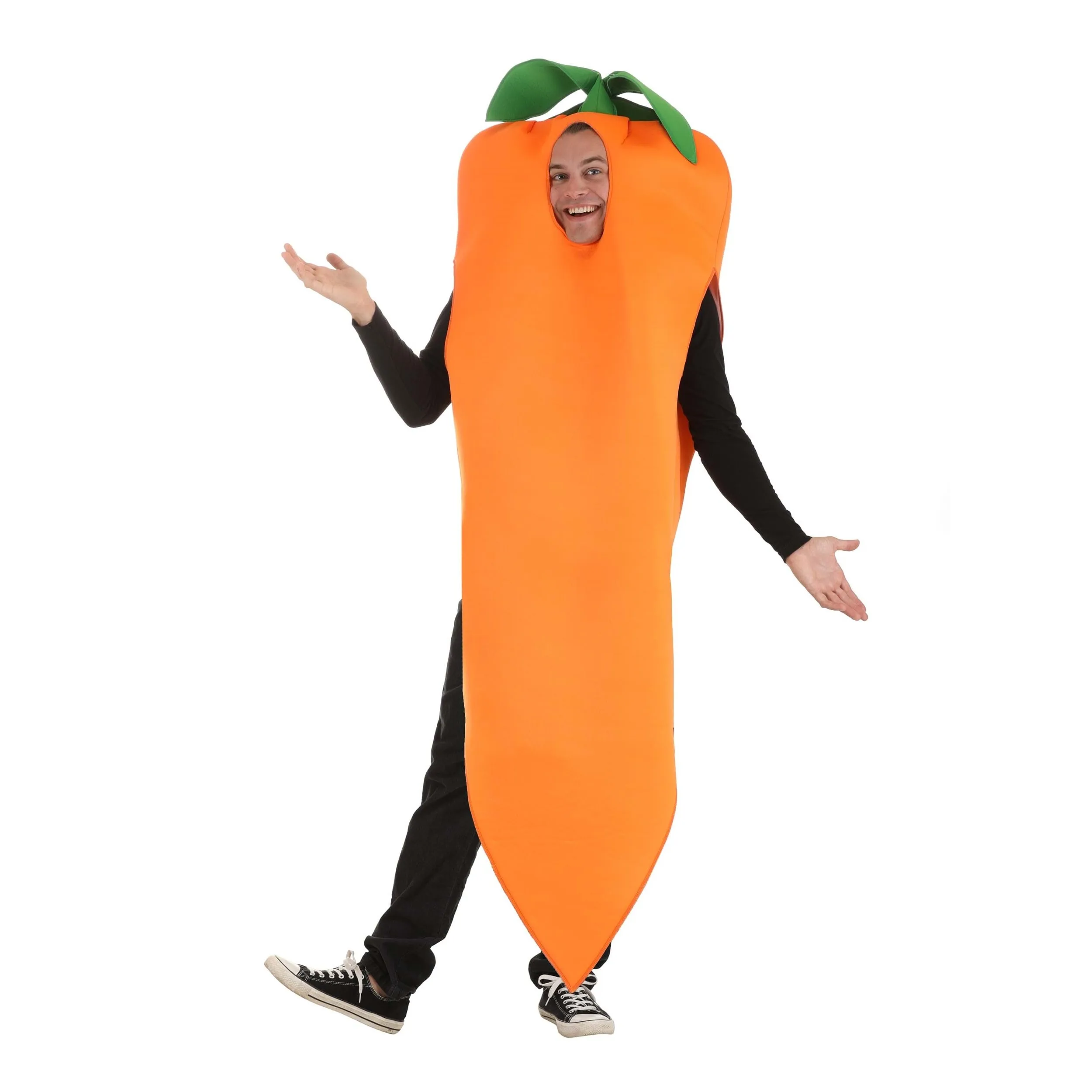 Men\'s Adult Carrot Costume Orange Vegetables and Food Outfits for Halloween Cosplay Funny Dres Up Set