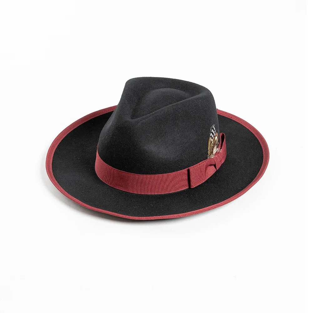 Fashion Retro Edged Ribbon Bow Feather Wool Felt Jazz Hat Warm Fedora Trendy