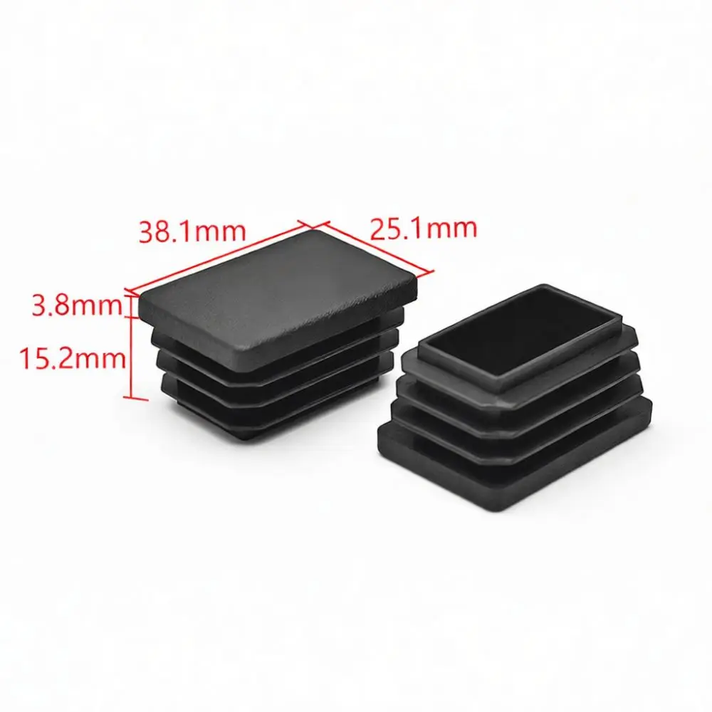 Rectangle Plastic End Caps Black Pipe Plugs For Tubing Furniture Leg Covers Inserts For Metal Steel Pipe Finishing Part